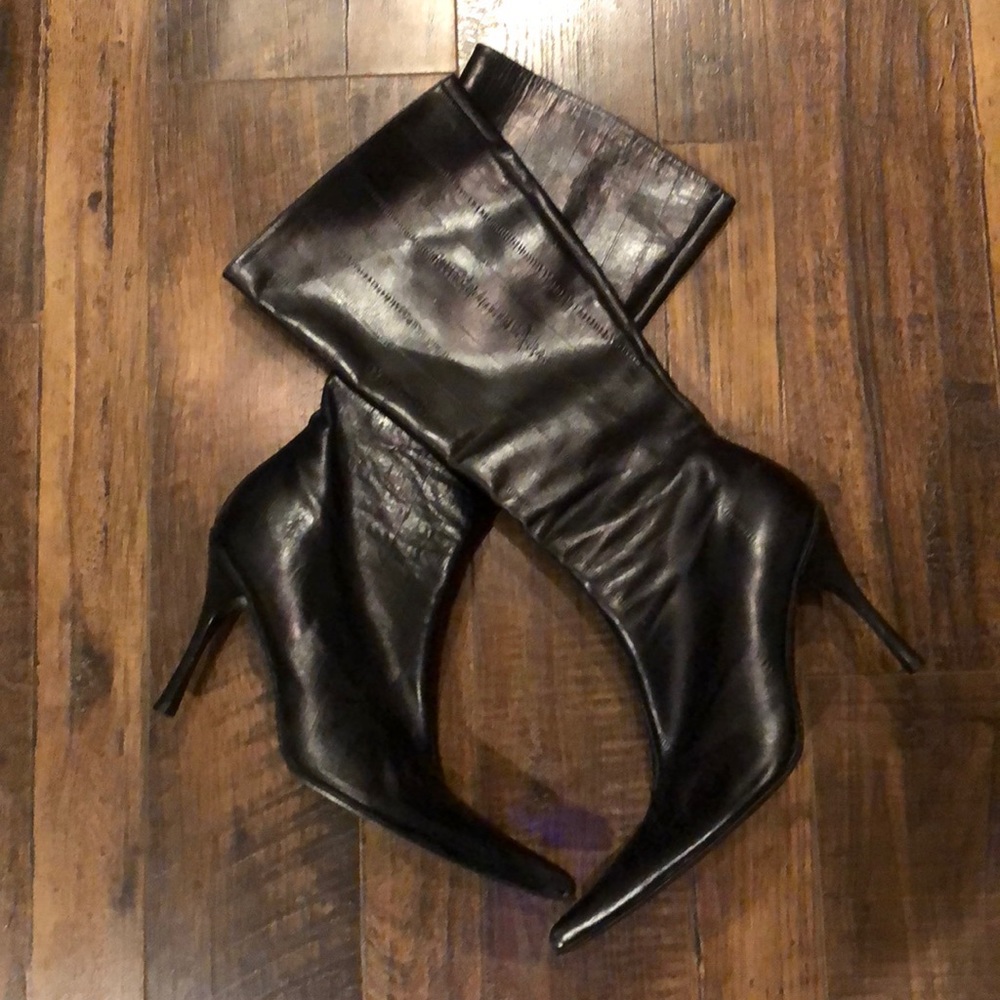 Leather Pointy Toe Boots Made in Italy